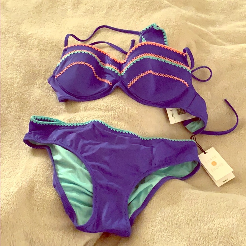 Royal Blue Halter Bikini Top with hipster bottoms